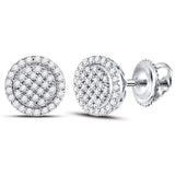 14kt White Gold Womens Round Diamond Circle Cluster Stud Earrings 1/4 Cttw
