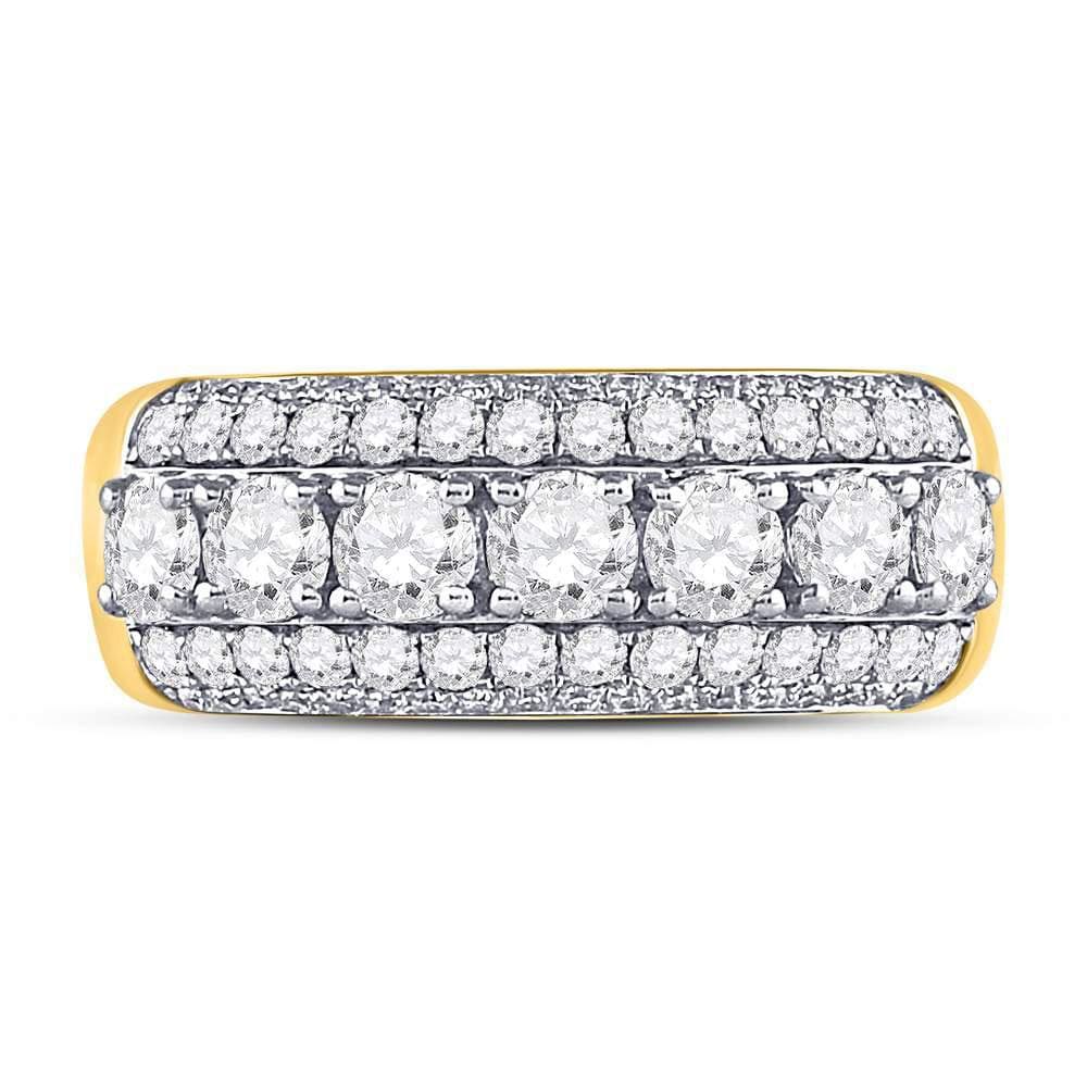 14kt Yellow Gold Womens Round Diamond Triple Row Band Ring 2 Cttw