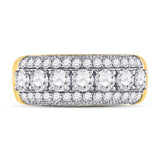 14kt Yellow Gold Womens Round Diamond Triple Row Band Ring 2 Cttw