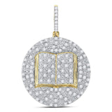 10kt Yellow Gold Mens Round Diamond Holy Bible Open Book Charm Pendant 1 Cttw