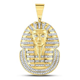10kt Yellow Gold Mens Round Diamond Pharaoh Face Charm Pendant 5/8 Cttw