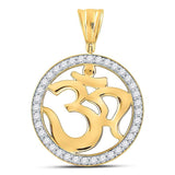 10kt Yellow Gold Mens Round Diamond Om Circle Hindu Atman Charm Pendant 1 Cttw
