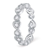 10kt White Gold Womens Round Diamond Heart Eternity Band Ring 3/ Cttw
