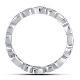 10kt White Gold Womens Round Diamond Heart Eternity Band Ring 3/ Cttw