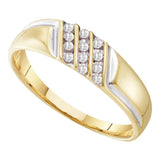 10kt Yellow Gold Mens Round Diamond Wedding Triple Row Band Ring 1/8 Cttw Size