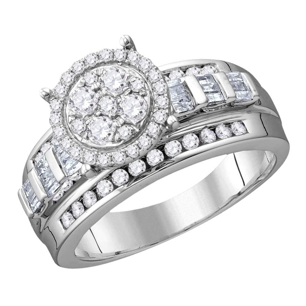 10kt White Gold Round Diamond Cluster Bridal Wedding Engagement Ring 1/2 Cttw Size