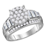 10kt White Gold Round Diamond Cluster Bridal Wedding Engagement Ring 2 Cttw Size