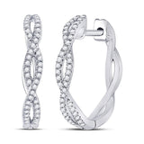 10kt White Gold Womens Round Diamond Twist Hoop Earrings 1/5 Cttw