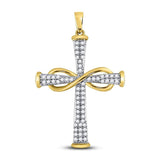 10kt Yellow Gold Womens Round Diamond Cross Infinity Pendant 1/5 Cttw