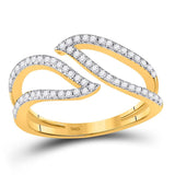 10kt Yellow Gold Womens Round Diamond Bisected Outline Band Ring 1/4 Cttw