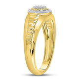 10kt Yellow Gold Womens Round Diamond Circle Cluster Ribbed Ring 1/8 Cttw