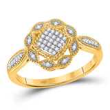 10kt Yellow Gold Womens Round Diamond Octagon Cluster Ring 1/8 Cttw