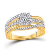 10kt Yellow Gold Womens Round Diamond Woven Cluster Ring 1/3 Cttw