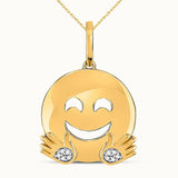 10kt Yellow Gold Womens Round Diamond Hugs Emoji Pendant .02 Cttw