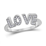 10kt White Gold Womens Round Diamond Love Fashion Ring 1/10 Cttw