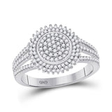 10kt White Gold Womens Round Diamond Circle Cluster Ring 1/4 Cttw