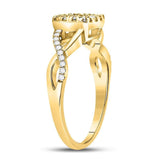 10kt Yellow Gold Womens Round Diamond Square Cluster Twist Ring 1/2 Cttw
