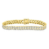 10kt Yellow Gold Mens Round Diamond Cuban Link Bracelet 1-7/8 Cttw
