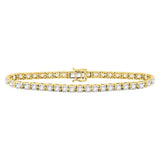10kt Yellow Gold Womens Round Diamond Studded Tennis Bracelet 7 Cttw