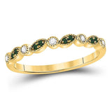 10kt Yellow Gold Womens Round Emerald Diamond Stackable Band Ring 1/10 Cttw