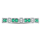 10kt White Gold Womens Round Emerald Diamond Stackable Band Ring 1/4 Cttw