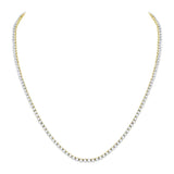 10kt Yellow Gold Mens Round Diamond Studded 22" Tennis Chain Necklace 10-1/2 Cttw