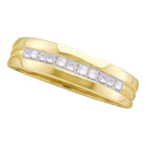 14kt Yellow Gold Mens Princess Diamond Single Row Band Wedding Ring 1/2 Cttw
