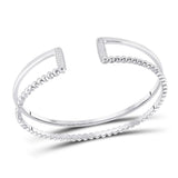 Sterling Silver Womens Baguette Diamond Bangle Bracelet 1/5 Cttw
