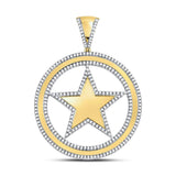 10kt Yellow Gold Mens Round Diamond Circle Star Charm Pendant 1 Cttw