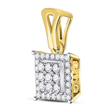 14kt Yellow Gold Womens Round Diamond Square Cluster Pendant 1/2 Cttw