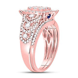 14kt Rose Gold Womens Round Diamond Vintage-inspired Bridal Wedding Engagement Ring Band Set 1-1/6 Cttw