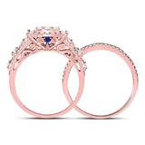 14kt Rose Gold Womens Round Diamond Vintage-inspired Bridal Wedding Engagement Ring Band Set 1-1/6 Cttw