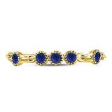 10kt Yellow Gold Womens Round Blue Sapphire Dot Stackable Band Ring 1/5 Cttw