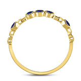 10kt Yellow Gold Womens Round Blue Sapphire Dot Stackable Band Ring 1/5 Cttw