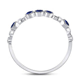 10kt White Gold Womens Round Blue Sapphire Dot Stackable Band Ring 1/5 Cttw