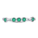 10kt White Gold Womens Round Emerald Dot Stackable Band Ring 1/20 Cttw