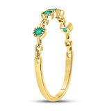 10kt Yellow Gold Womens Round Emerald Dot Stackable Band Ring 1/20 Cttw