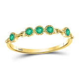10kt Yellow Gold Womens Round Emerald Dot Stackable Band Ring 1/20 Cttw