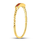 10kt Yellow Gold Womens Round Ruby Beaded Stackable Band Ring 1/20 Cttw