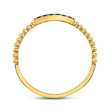 10kt Yellow Gold Womens Round Blue Sapphire Beaded Stackable Band Ring 1/20 Cttw