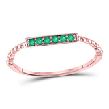 10kt Rose Gold Womens Round Emerald Stackable Band Ring 1/20 Cttw