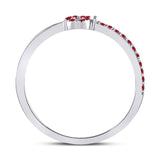 10kt White Gold Womens Round Ruby Key Stackable Band Ring 1/5 Cttw