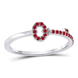 10kt White Gold Womens Round Ruby Key Stackable Band Ring 1/5 Cttw