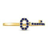 10kt Yellow Gold Womens Round Blue Sapphire Key Stackable Band Ring 1/5 Cttw