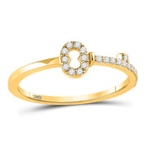 10kt Yellow Gold Womens Round Diamond Key Stackable Band Ring 1/8 Cttw