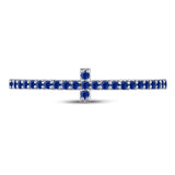 10kt White Gold Womens Round Blue Sapphire Cross Stackable Band Ring 1/6 Cttw