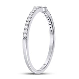 10kt White Gold Womens Round Diamond Cross Stackable Band Ring 1/6 Cttw