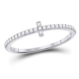 10kt White Gold Womens Round Diamond Cross Stackable Band Ring 1/6 Cttw