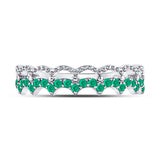 10kt White Gold Womens Round Emerald Scalloped Stackable Band Ring 1/4 Cttw
