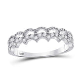 10kt White Gold Womens Round Diamond Scalloped Stackable Band Ring 1/4 Cttw
